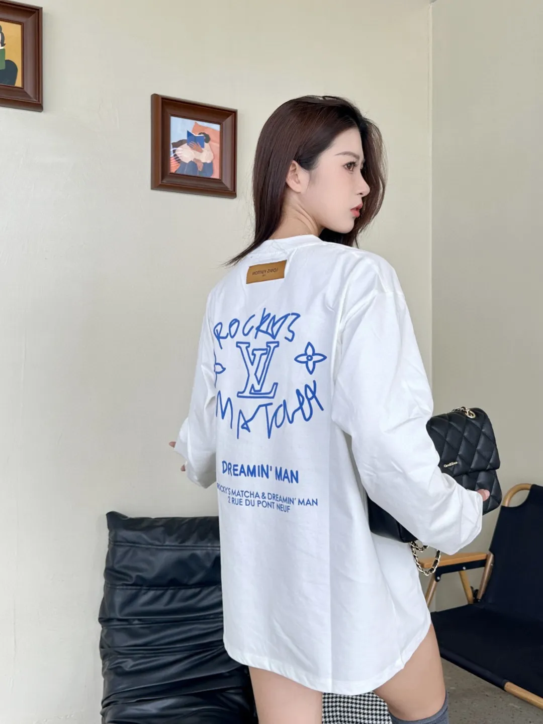 Louis Vuitton/Louis Vuitton 25Fw Dreamer graffiti slogan new flower long-sleeved T-shirt